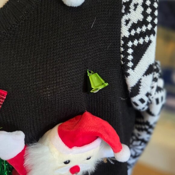 Fun sweater for office holiday competition. Ornaments have been hand sewn on - Picture 5 of 8